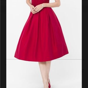 White House Black Market taffeta burgundy midi skirt size 16